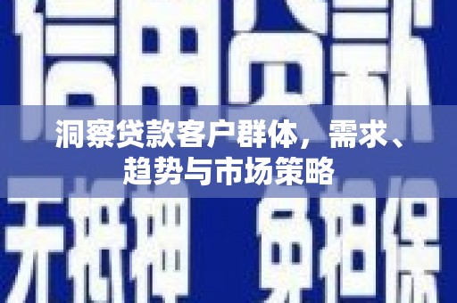 观音洞察贷款客户群体，需求、趋势与市场策略