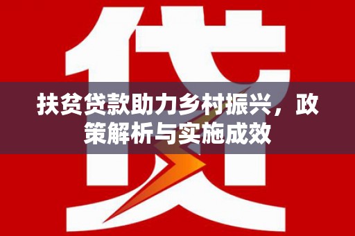 荔湾扶贫贷款助力乡村振兴，政策解析与实施成效