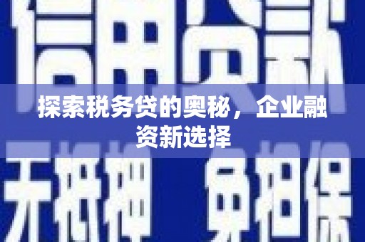 安居探索税务贷的奥秘，企业融资新选择