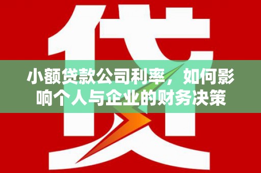 岱岳小额贷款公司利率，如何影响个人与企业的财务决策