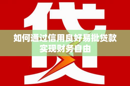 巴里坤如何通过信用良好易批贷款实现财务自由