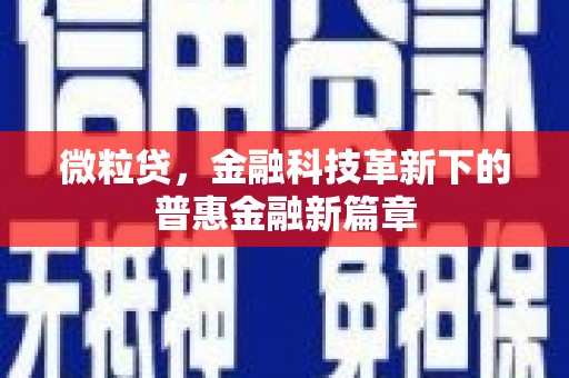 波密微粒贷，金融科技革新下的普惠金融新篇章